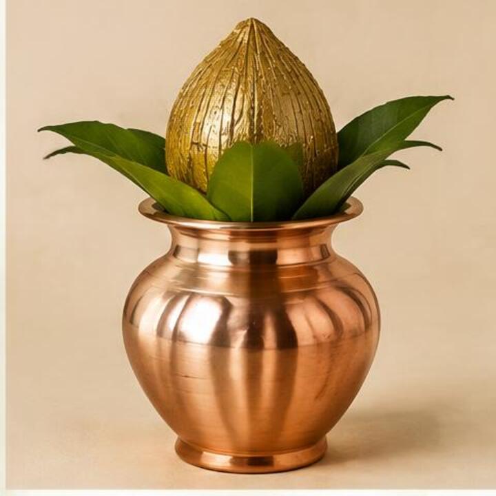 Copper Kalash with Brass Coconut