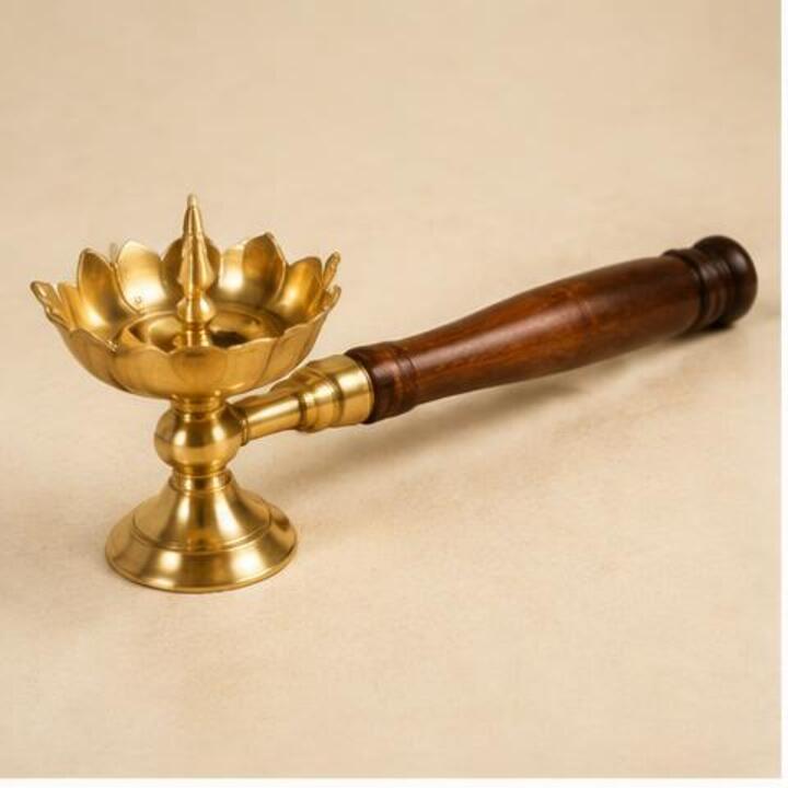 Brass Aarti Deepak with Handle